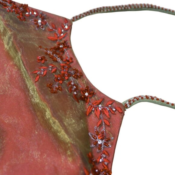 00s Halter Neck Mesh Overlay Top and Skirt Set Prom Gown - Picture 5 of 6